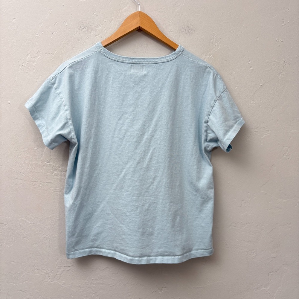 Hey Gang Boxy T Shirt Women Size 2 Light Blue Short Sleeve Flaw - Picture 8 of 11